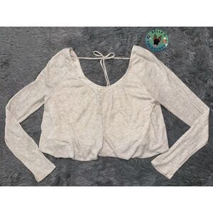 Free People We The Free Medium Bondi Thermal Sexy Tie-Back Top Oatmeal‎ Heather